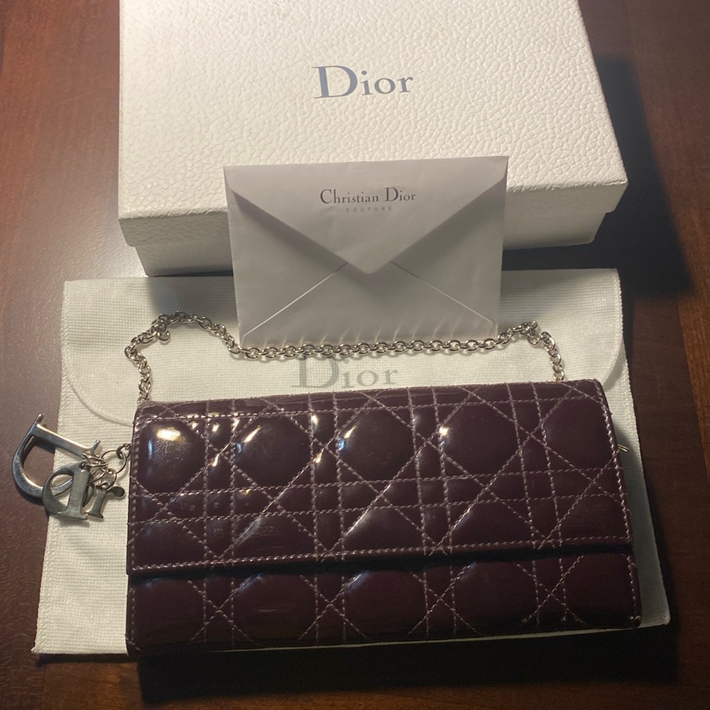 💎Christian Dior,  purple patent leather wallet on chain 💎